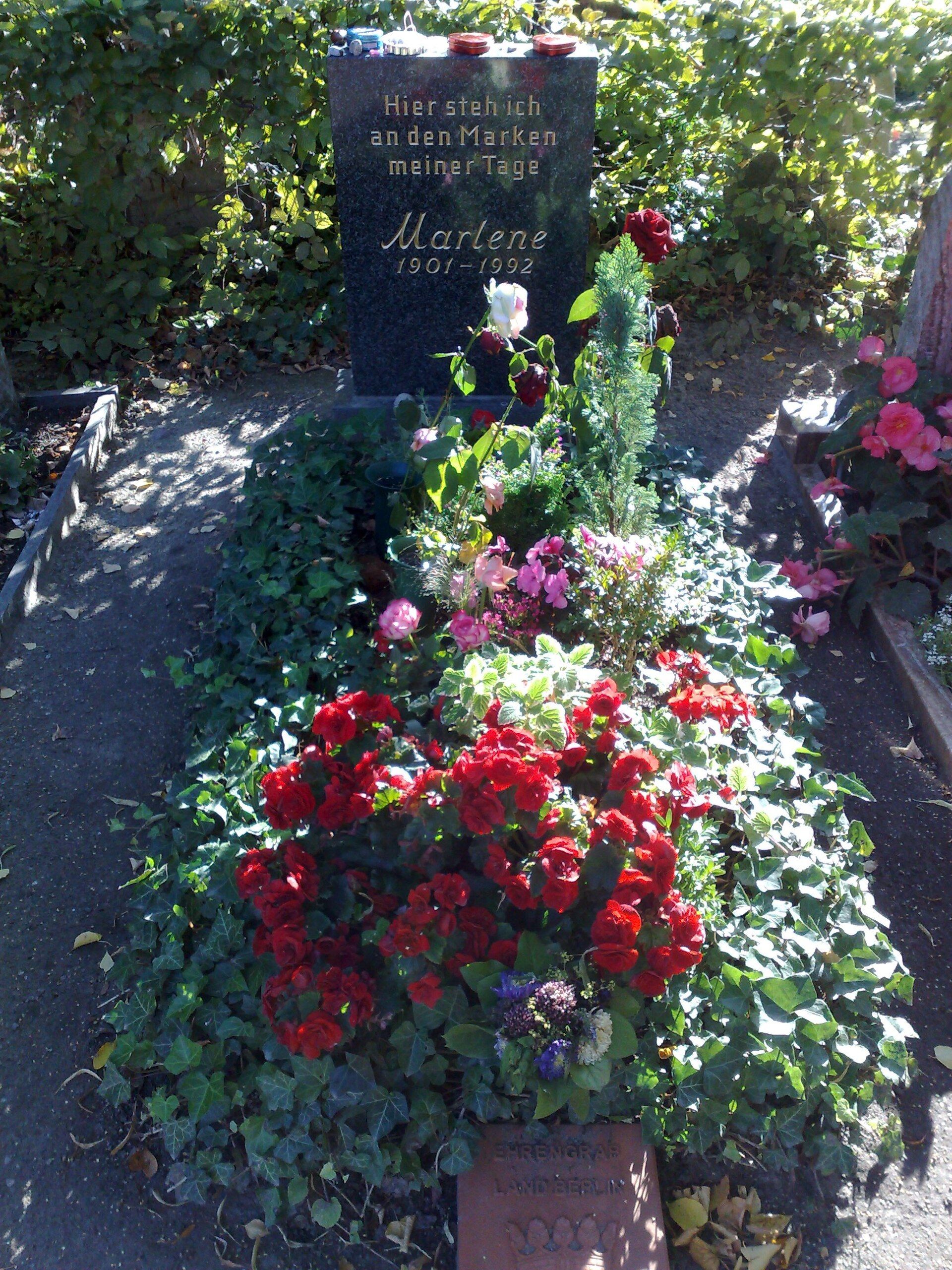 Planted grave of Marlene Dietrich at Stubenrauchstraße Cemetery